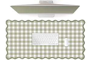 ohisxiacy Scalloped‌ Green Checkered Desk Mat Cute Pastel Large Gaming Mouse Pad Gingham Kawaii Cottagecore ‌Vintage‌ Girly K
