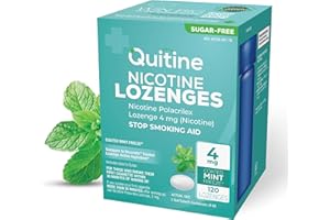 Quitine Nicotine Lozenges 4mg, Mint Flavor, Stop Smoking Aid – Relieve Nicotine Cravings with Effective, Affordable NRT | Long-Lasting Flavor, 120 Count, Smoking Cessation That Works