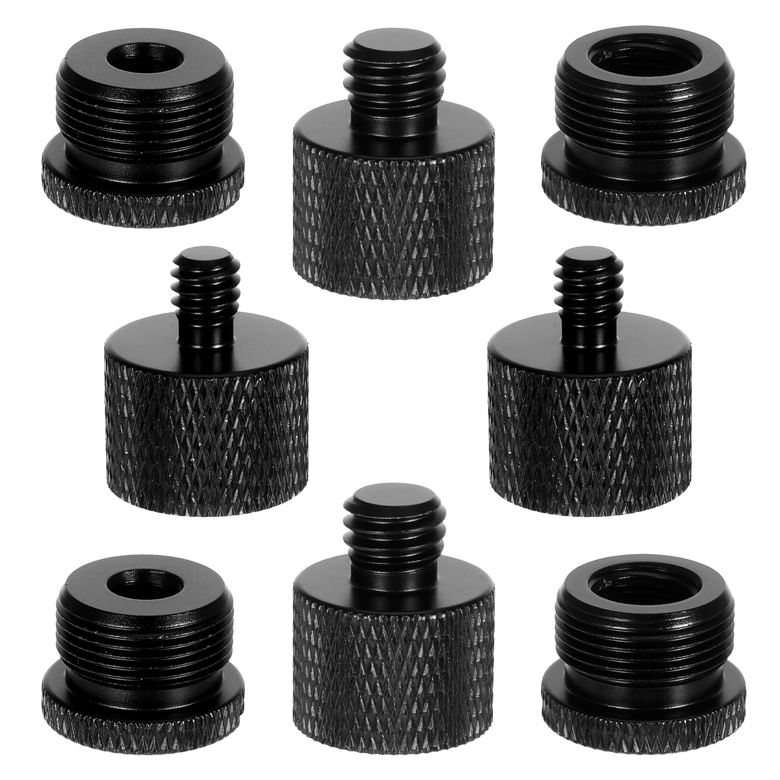 8 Pcs Mic Stand Adapter Microphone Adapter 5/8 Female to 3/8 Male 3/8 Female to 5/8 Male 5/8 Female to 1/4 Male 1/4 Female to 5/8 Male Screw Thread Adapter for Camera Tripod