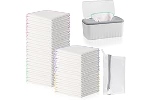 100 Pack Flannel Cloth Baby Wipes with Dispenser Reusable Baby Wipes Natural Soft and Skin-Friendly ClothWipes Washable Tissu
