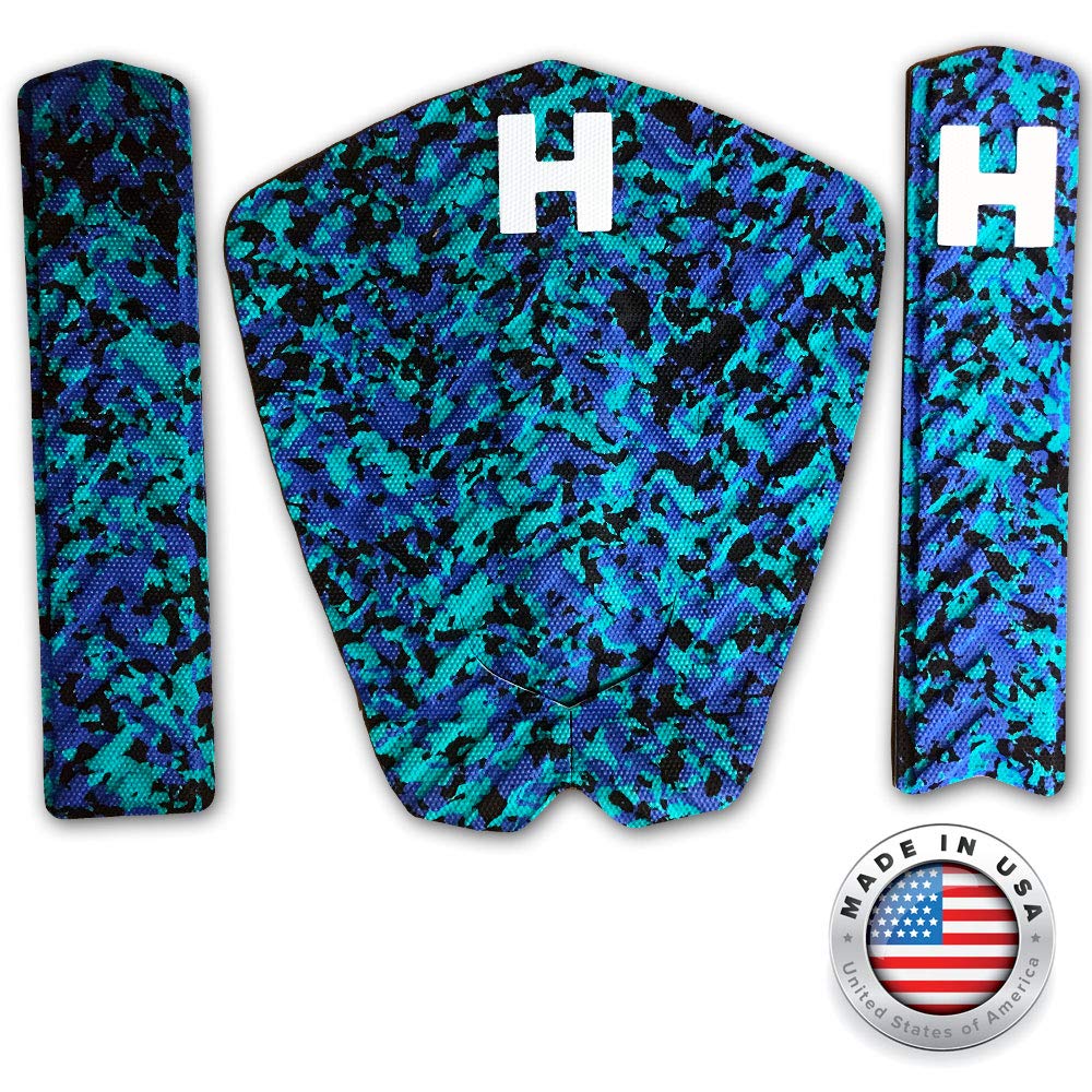 Hammer Traction Skim Kit - Teal Blue & Green - Tail Stomp Pad Plus Arch Bar for Skimboards Combo - Made in The USA