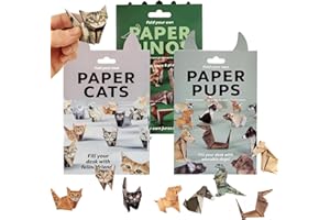 ANYANGJIA DIY Paper Cats Origami Kit，150 Sheets Cute Animals Shaped 3D Origami Kit, Crafts for Adults & Kids Activities Paper Cats for Desk Decoration,Christmas Gift for Cat Lovers Who Love (Cat+Dog+Dinosaur)