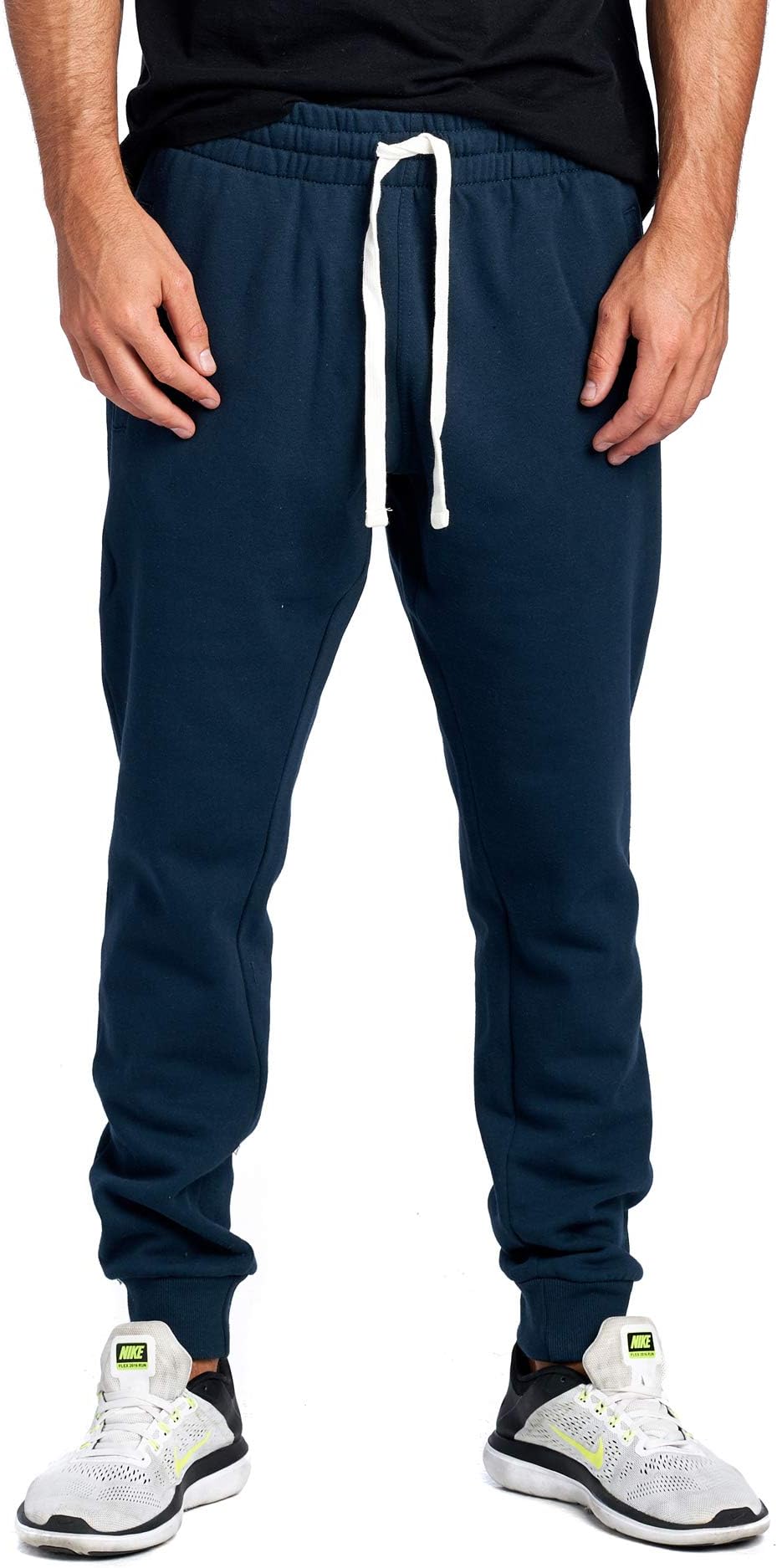 PROGO USA Men's Casual Jogger Sweatpants Basic Fleece Marled Jogger Pant Elastic Waist