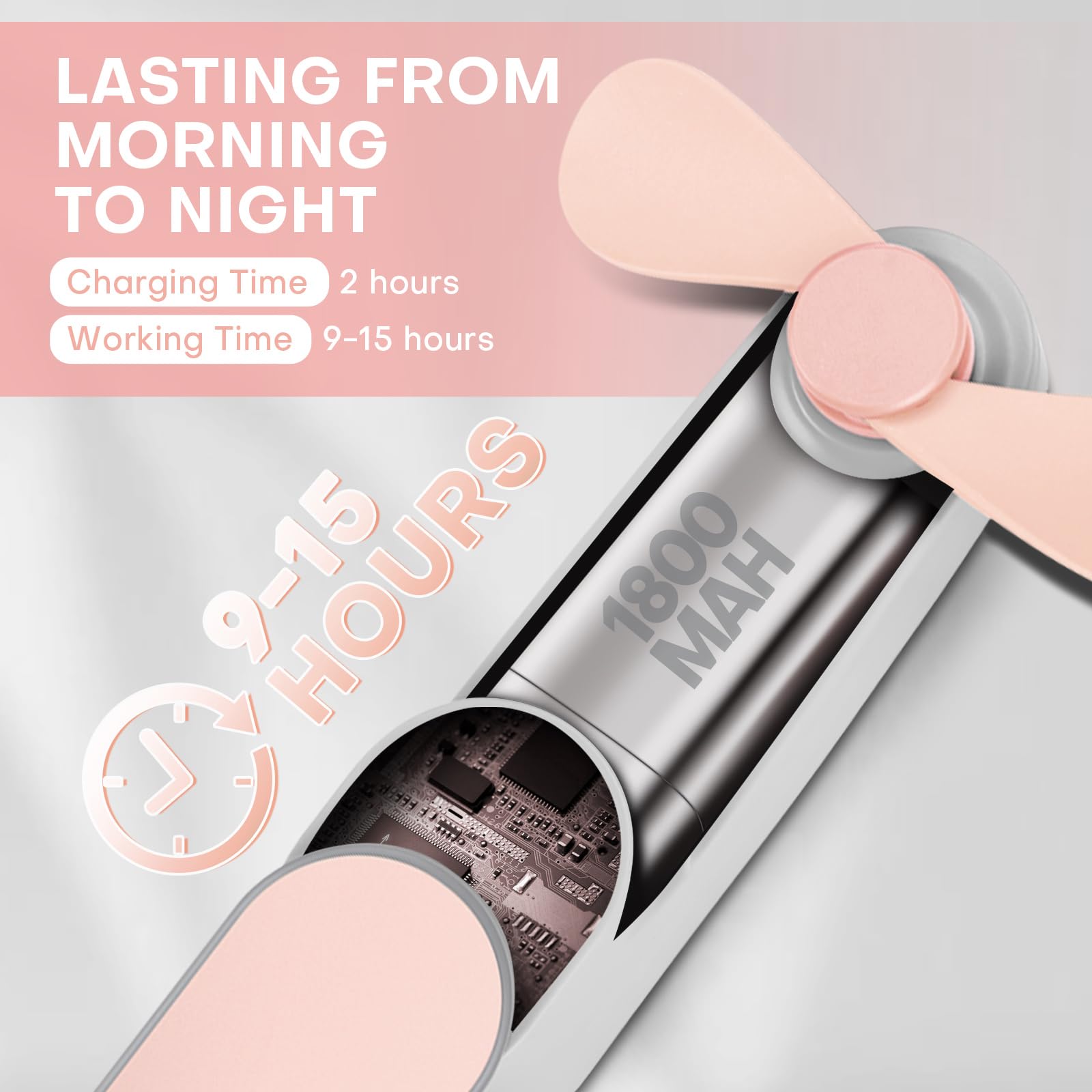 Nezylaf Portable mini handheld Fan, small Rechargeable Personal Fan for 9-15 Hours Runtime, Pocket Design for Travel/Women Essentials/vacation/beach/vacation/airplane/disney