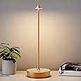 YIBEN Rechargeable Cordless Table Lamp, Portable Powered LED Battery 6000mAh Metal USB Desk Lamp, 3 Levels Brightness Light for Restaurants Outdoor (Gold)
