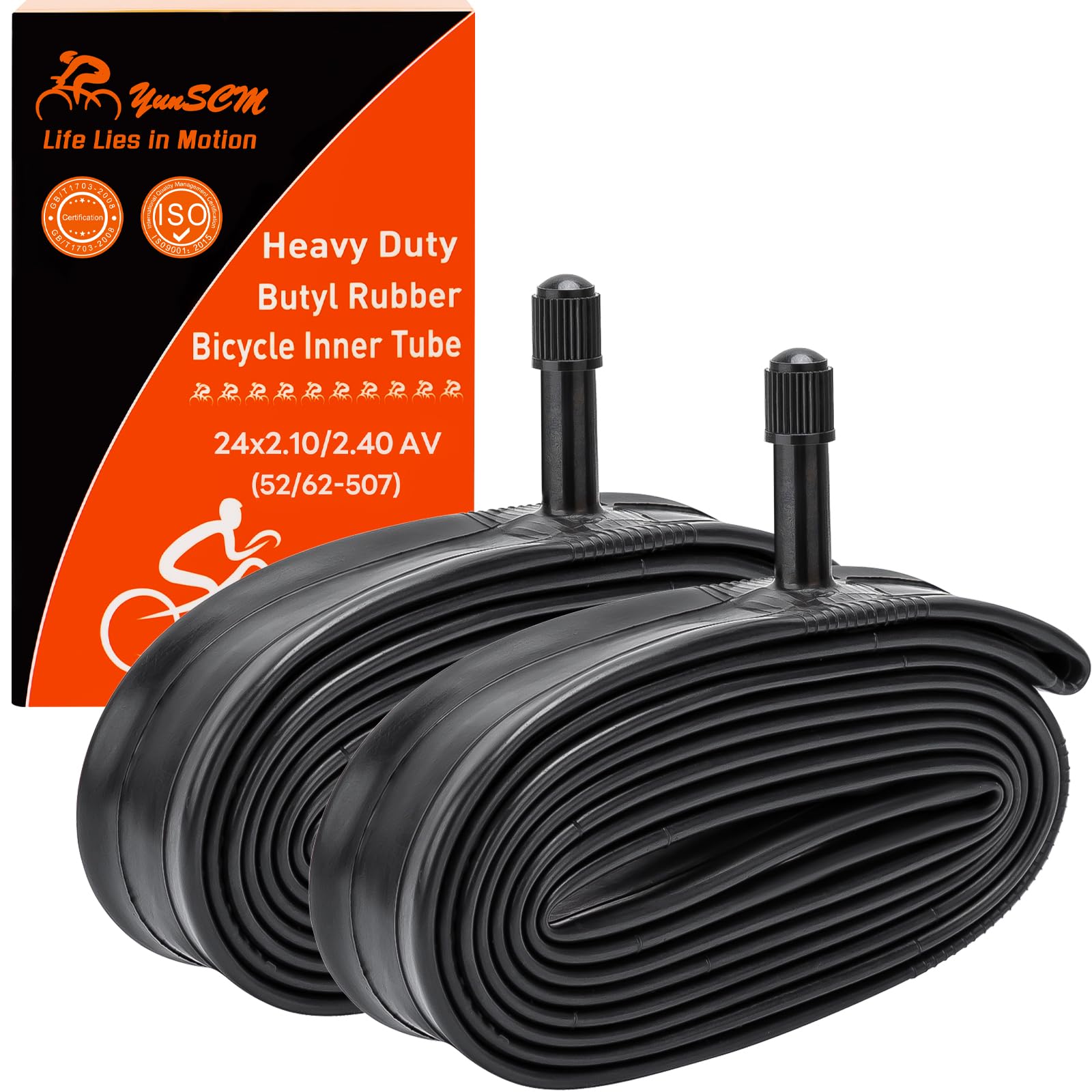 Photo 1 of 2 Pcs 24" Heavy Duty Bike Tubes 24 x 2.10/2.4 AV32mm Schrader Valve 24" Bicycle Tubes Compatible with 24 x 2.10 24 x 2.125 24 x 2.20 24 x 2.25 24x2.30 24 x 2.35 24 x 2.40 Bike Tire Tubes