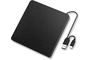 External CD DVD Drive for Laptop, USB3.0 and USB-C 2 in 1 Portable DVD Player CD Burner Reader Writer for Desktop PC Windows 