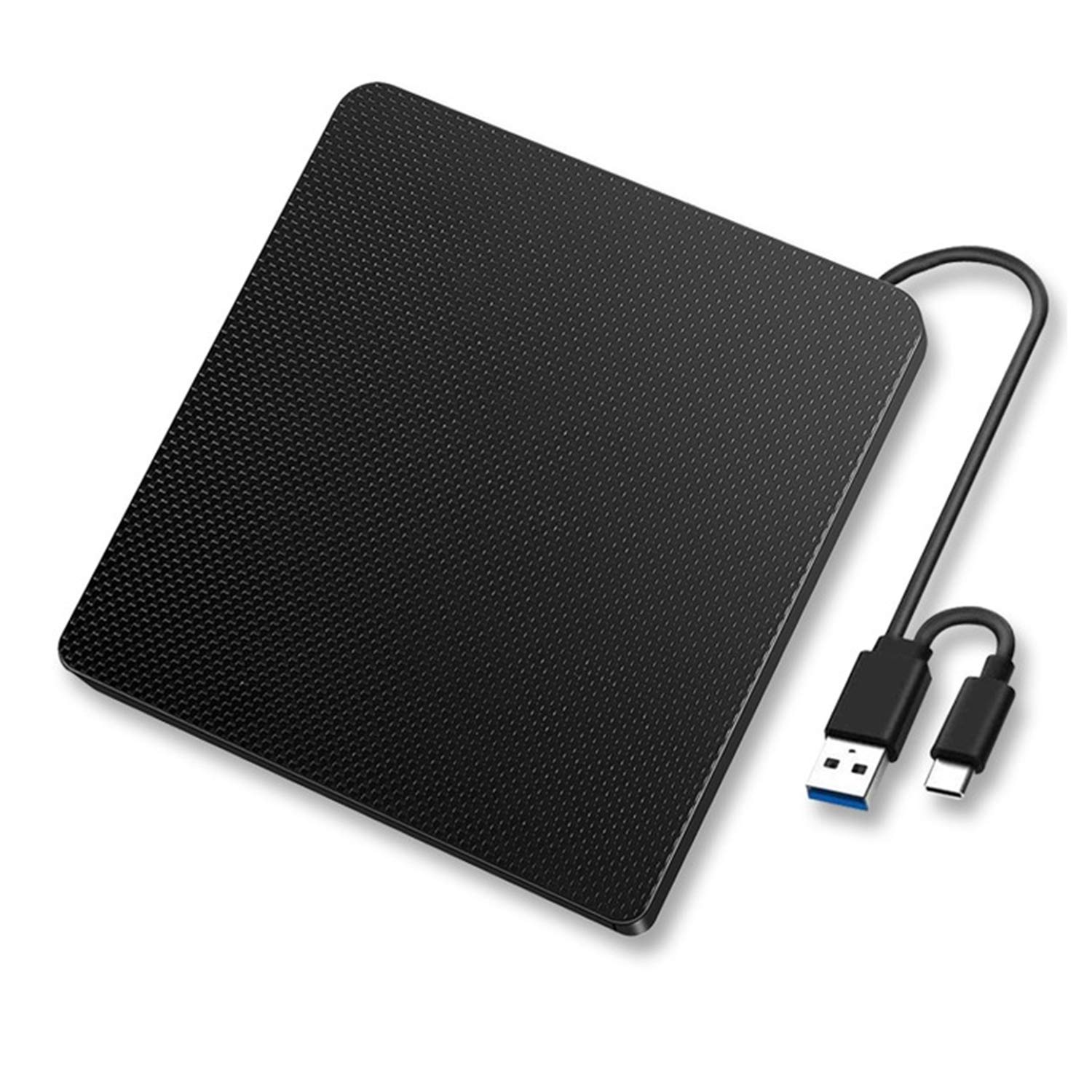 YMY External CD DVD Drive, Portable 2 in 1 USB3.0 & USB-C CD/DVD-RW Recorder Optical CD Burner for Windows Mac OS, Compatible with HP, Dell XPS, Macbook, Macbook Pro 2019,2020 (Black)