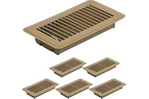 Flowild 6 Pack 4" x 8" Floor Register- Heavy Duty Steel Walkable Floor Vent Covers - Easy Adjust Air Supply Lever - Vent Covers for Home Floor (Brown, 4x8 Inches)