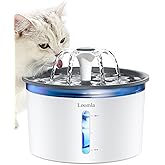 Loomla Cat Water Fountain, 85oz/2.5L Pet Water Fountain Indoor, Automatic Dog Water Dispenser with Switchable LED Lights, 2 R