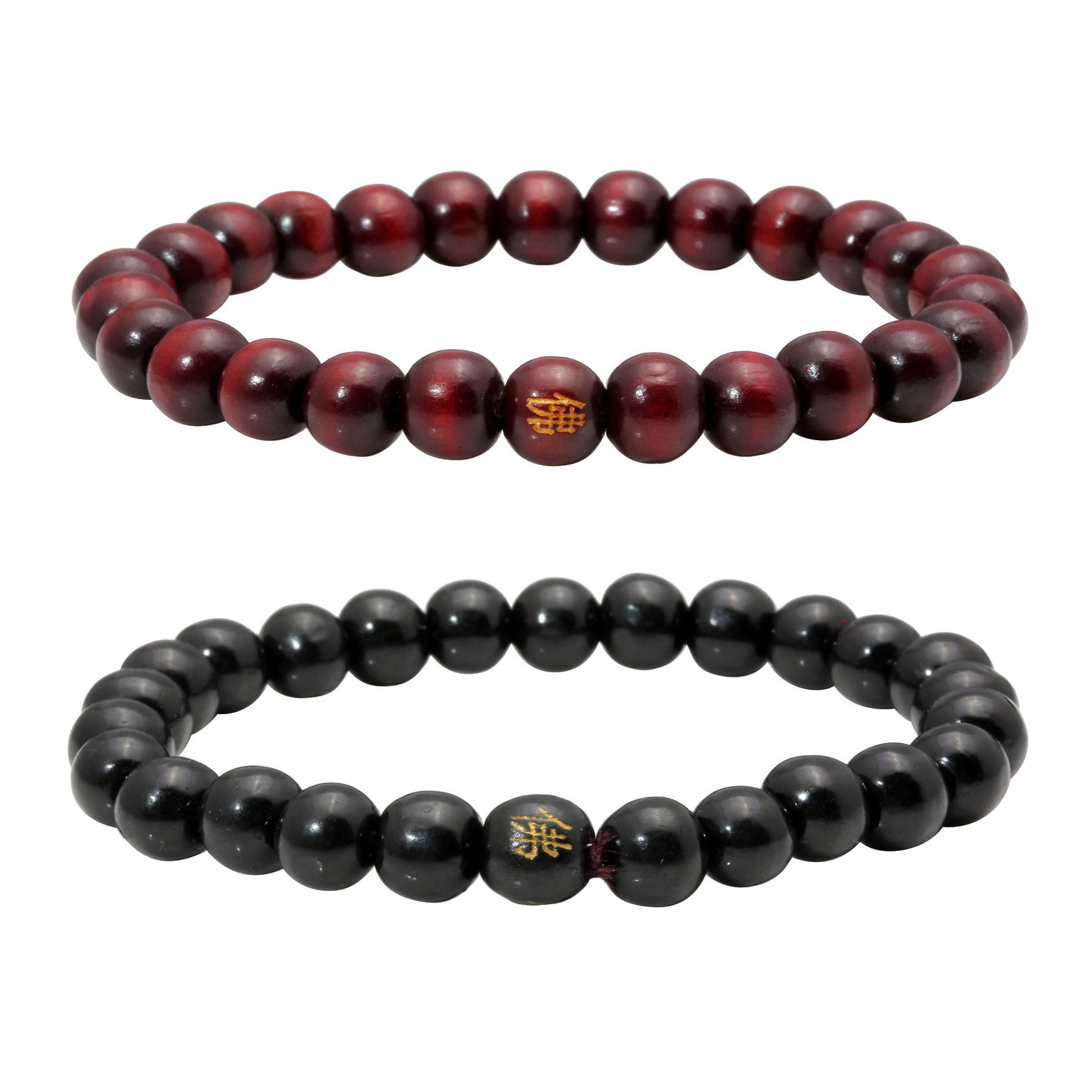 MILAKOO 2 Pcs 8MM Buddha Meditation Mala Prayer Beads Natural Wood Bracelet Men Women Bead Bracelet