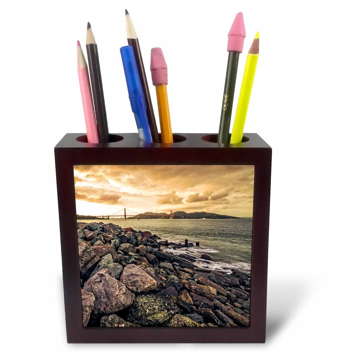 3dRose San Francisco Sunset-Tile Pen Holder, 5-Inch (Ph_212132_1), 5 Inches