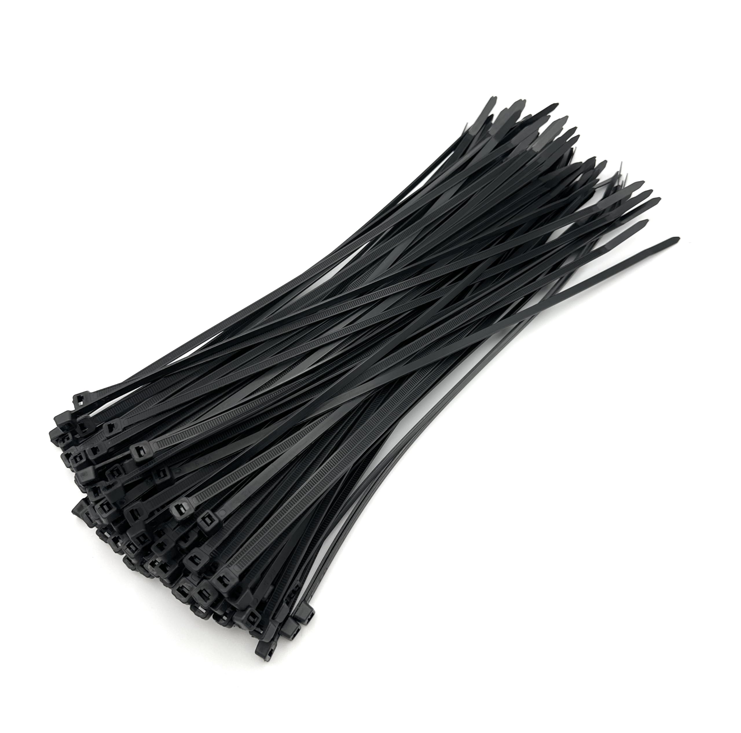 Cable Ties - 300mm x 4.8mm - Strong Nylon Zip Ties (100, Black)