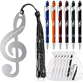 Zhanmai 24 Sets 48 Sets Music Gifts for Students Metal Music Bookmark Choir Day Gifts Note Ballpoint Pen with Tip Organza Bag for School Party Favors Lover Musician
