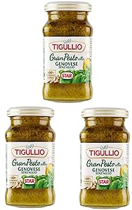 Tigullio: "Gran Pesto alla Genovese" Genovese Pesto Without Garlic - 6.7 Fluid Ounce (190ml) Packages (Pack of 3) [ Italian Import ]
