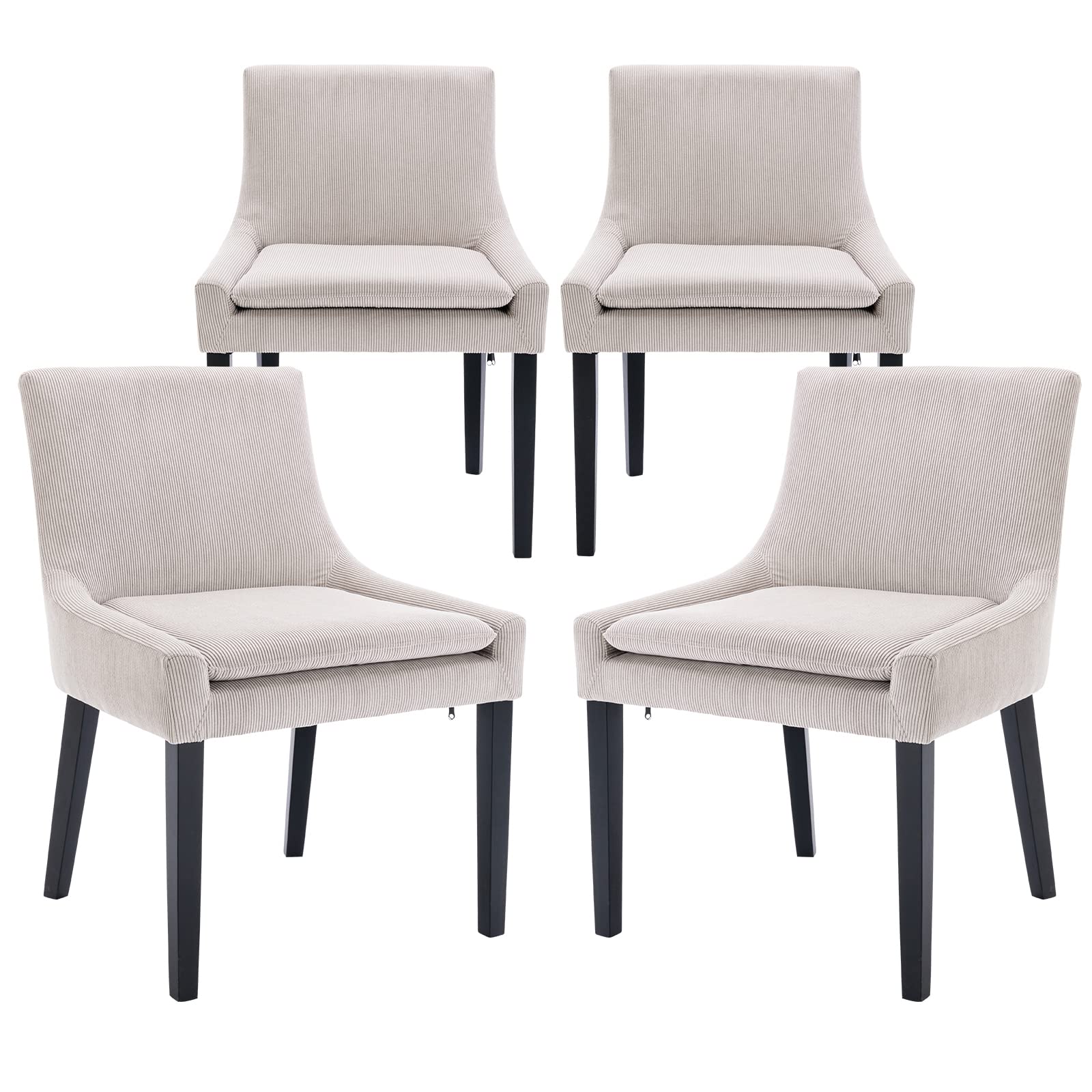Photo 1 of **SET OF 2**COLAMY Modern Dining Chairs Set of 2, Upholstered Corduroy Accent Side Leisure Chairs with Mid Back and Wood Legs for Living Room/Dining Room-Beige