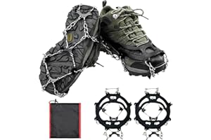 LAUHUW Ice Cleats for Shoes,Ice Grippers for Shoes and Boots,Crampons for Hiking Boots Women Men and Kids,8 Manganese Steel Spikes for Safe Hiking,Fishing,Walking, Climbing,Mountaineering
