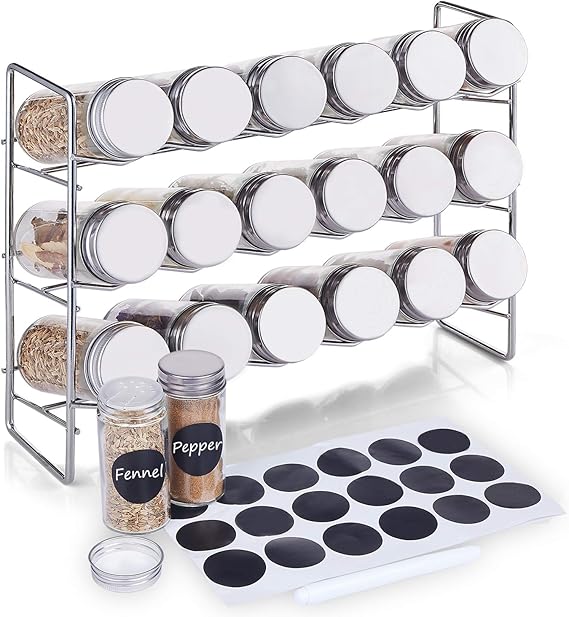 DEFWAY Free Standing Spice Racks 3 Tier Spice Rack Organiser with 18