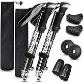 covacure Hiking Poles, 7075 Aluminum Tri-fold, Adjustable Height, 2PCS | Collapsible, Lightweight, Joint Protection, Balance Support for Seniors, Sweat-absorbent Foam Grip, for Hiking/Outdoor