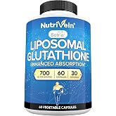 Nutrivein Premium Liposomal Glutathione Supplement 700 mg - 60 Caps | Pure Reduced Glutathione Setria Master Antioxidant For Cellular Support, Cleansing, Liver, Brain, &amp; Defenses