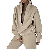 Himosyber Women Sweatsuits Half Zip Fleece Sweatshirt and Pant 2 Piece Joggers Set Tracksuit