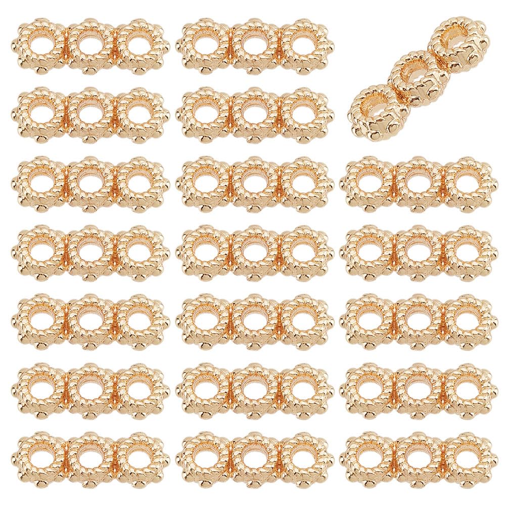 PH PandaHall 50pcs 3 Hole Spacer Bars, Metal Spacers Bar Link Connector Beads Multi Strand Separator for DIY Multilayer Bracelet Necklace Jewellery Making, 13x5x2.5mm/0.5x0.2x0.1inch, Hole: 2mm