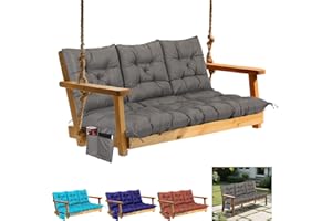 FAMIROSA 3 Seater Porch Swing Cushions, Thick 60 x 40 x 4in Outdoor Swing Cushion with 8 Straps, Water Resistant 3-seat Repla