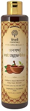 Khadi Essentials Coffee Vitamin C Hair Shampoo with Red Moroccan Clay, Green Tea, Shea Butter, For Oily Scalp, Shiny, Healthy Hair, 200ml SLS Paraben Free Cleanser