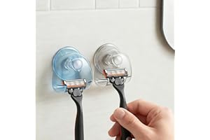 3 Pcs Suction Cup Razor Holder for Shower Wall, No-Drill Adhesive Shower Razor Hooks for Showers, Removable Waterproof Suctio