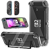 GLDRAM Case for Nintendo Switch 2 (2025), Durable Clear Protective Case with Grip Cover, Shock-Absorption Hard Shell PC Skin Protector for Switch 2 Console & Grip Controller - Crystal