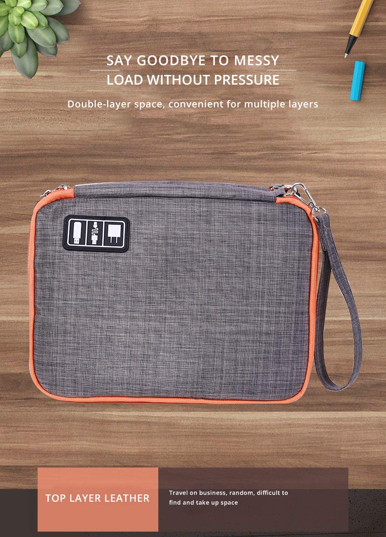 LY-LONGER Travel Cable Organizer Universal Electronics Accessories Cases, Storage Bag for Hard Drives, Cables, Charger, Phone, Adapter (Middle)