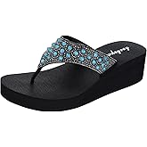Lowkeyray Women's Rhinestone Flip-Flop Sandals