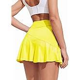 Ekouaer Womens Tennis Skirt Pleated Athletic Skort with Pocket Anti-Slip Strip High Waisted Ruffle Golf Skirts Workout Casual