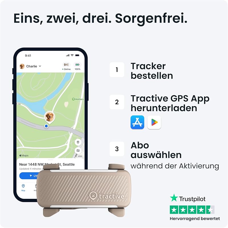 GPS Tracker Hund | 2025 Edition | Live-Ortung | Weglaufalarm | Aktivitätstracking | Gesundheitswarnungen | Bellverhalten | Empfohlen von Martin Rütter (Braun)