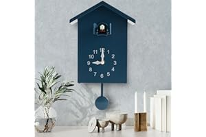 Abizarch Cuckoo Clock Plastic Cuckoo Wall Clock with Bird Tweeting Sound Hanging Bird Clock Battery Operated Cuckoo Clock White Minimalist Cuckoo Clock Decorative Wall Clock for Home Living Room(grey)