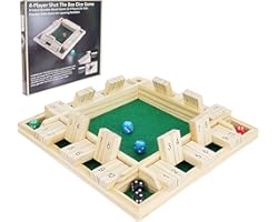 Win SPORTS Shut The Box Dice Game,Wooden Board Table Math Game for 1-4 Players,Classic Family Game with 12 Dices for Kids Adu