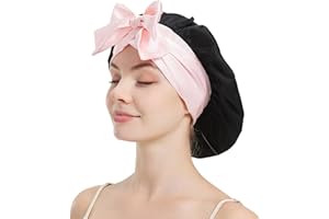 LumeSilk Mulberry Silk Bonnet for Women Sleeping, Double-Layered Hair Bonnet for Hair Care, Sleep Cap Hair Wrap with Tie Band