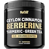 Berberine Supplement. Added Turmeric Curcumin, Green Tea & More - Support Heart Health, Body Management & Immune System - 90 Capsules for 3 Month Supply