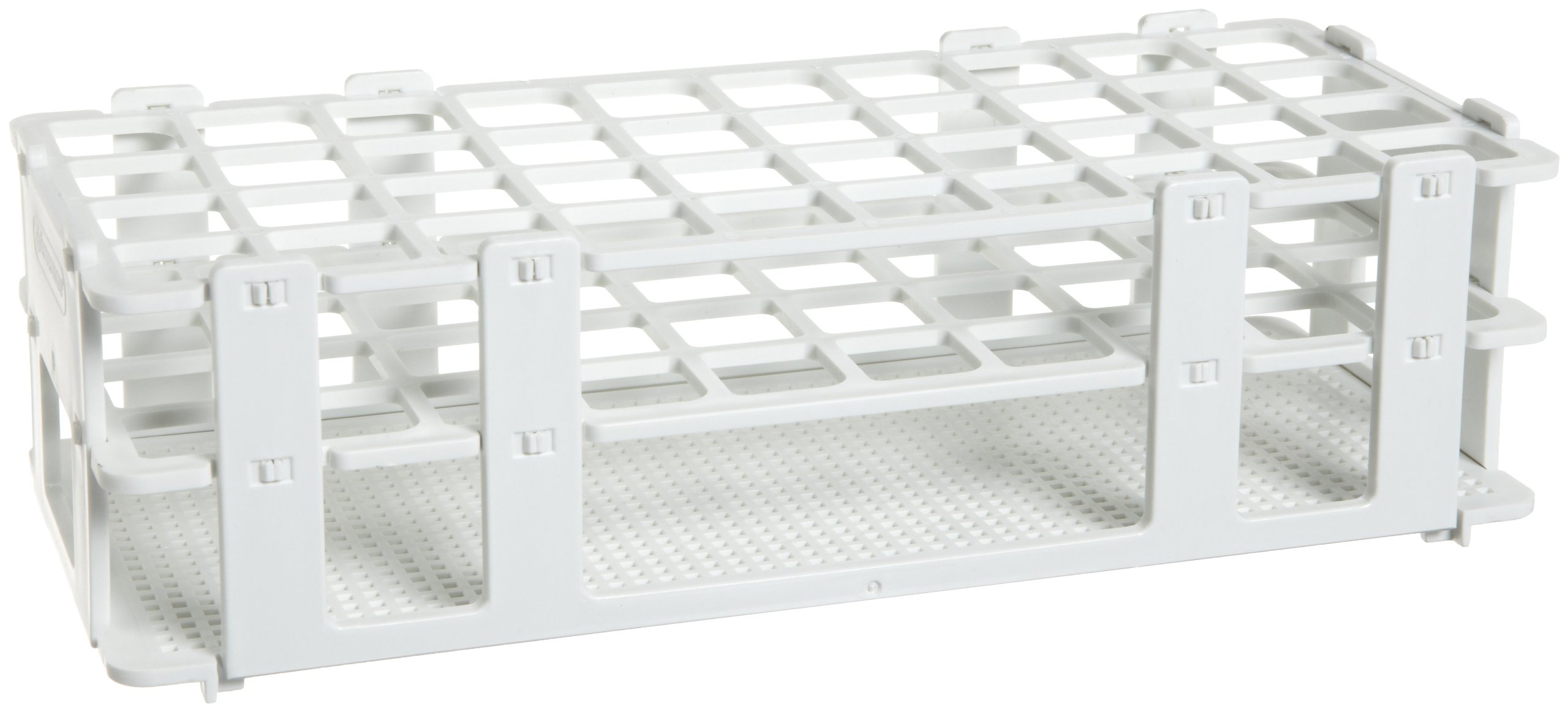 Bel-Art F18745-0002 No-Wire Test Tube Rack; 16-20mm, 40 Places, 9.7 x 4.1 x 2.5 in, Polypropylene, White