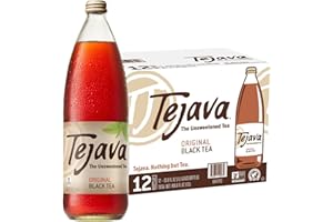 Tejava Original Unsweetened Black Iced Tea, 12 Pack, 1 Liter Glass Bottles, Non-GMO, Kosher, No Sugar or Sweeteners, No calories, No Preservatives, Brewed in Small Batches