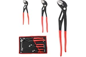 HighFree 3PCS Water Pump Pliers Set 7Inch, 10Inch, 16Inch, Tongue and Groove Pliers Set Quick Adjustment by Pressing and Sliding Grips Any Shaped Object