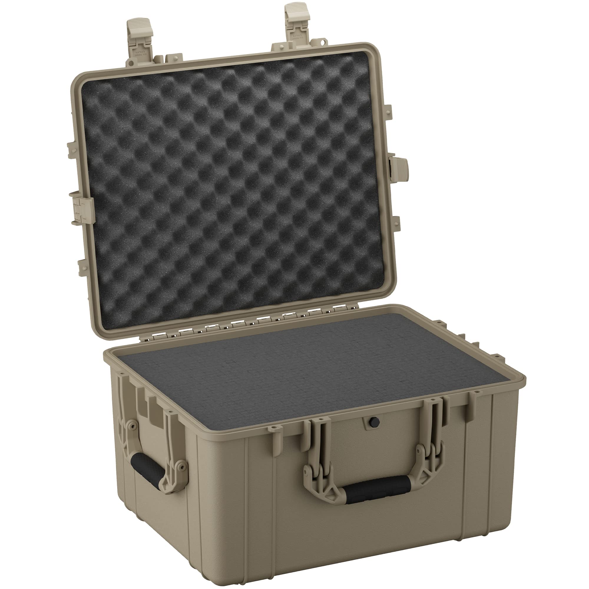 Photo 1 of Condition 1 25" Large Heavy-Duty Protective Waterproof Hard, Case Model 024, Portable Storage Box with Customizable Foam, Camera, Tool, Hunting, Made in USA, 24.27"x19.40"x13.57" Tan