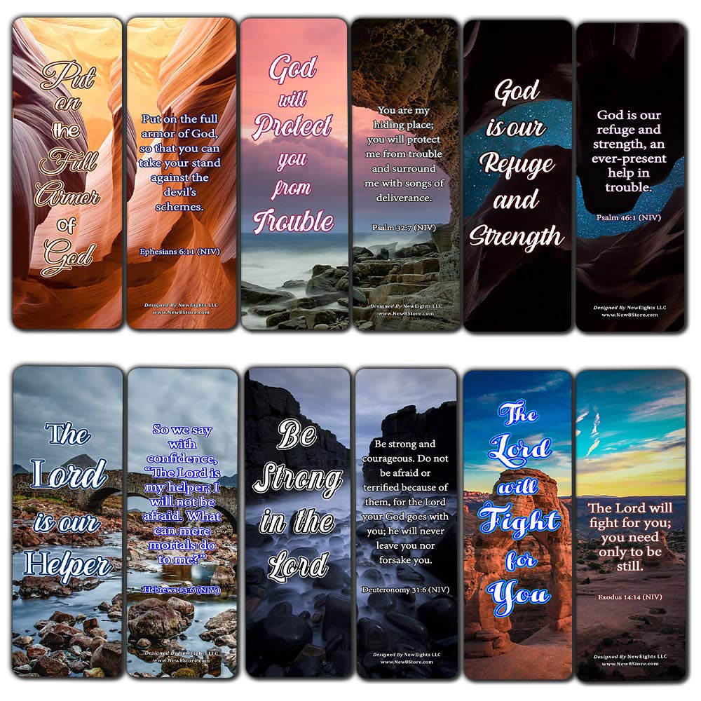 Encouraging Scriptures Bookmarks About God's Protection and Inspire Godly Courage (30-Pack)