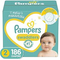 Baby Diapers Size 2, 186 Count - Pampers Swaddlers, ONE MONTH SUPPLY (Packaging and Prints on Diapers May Vary)