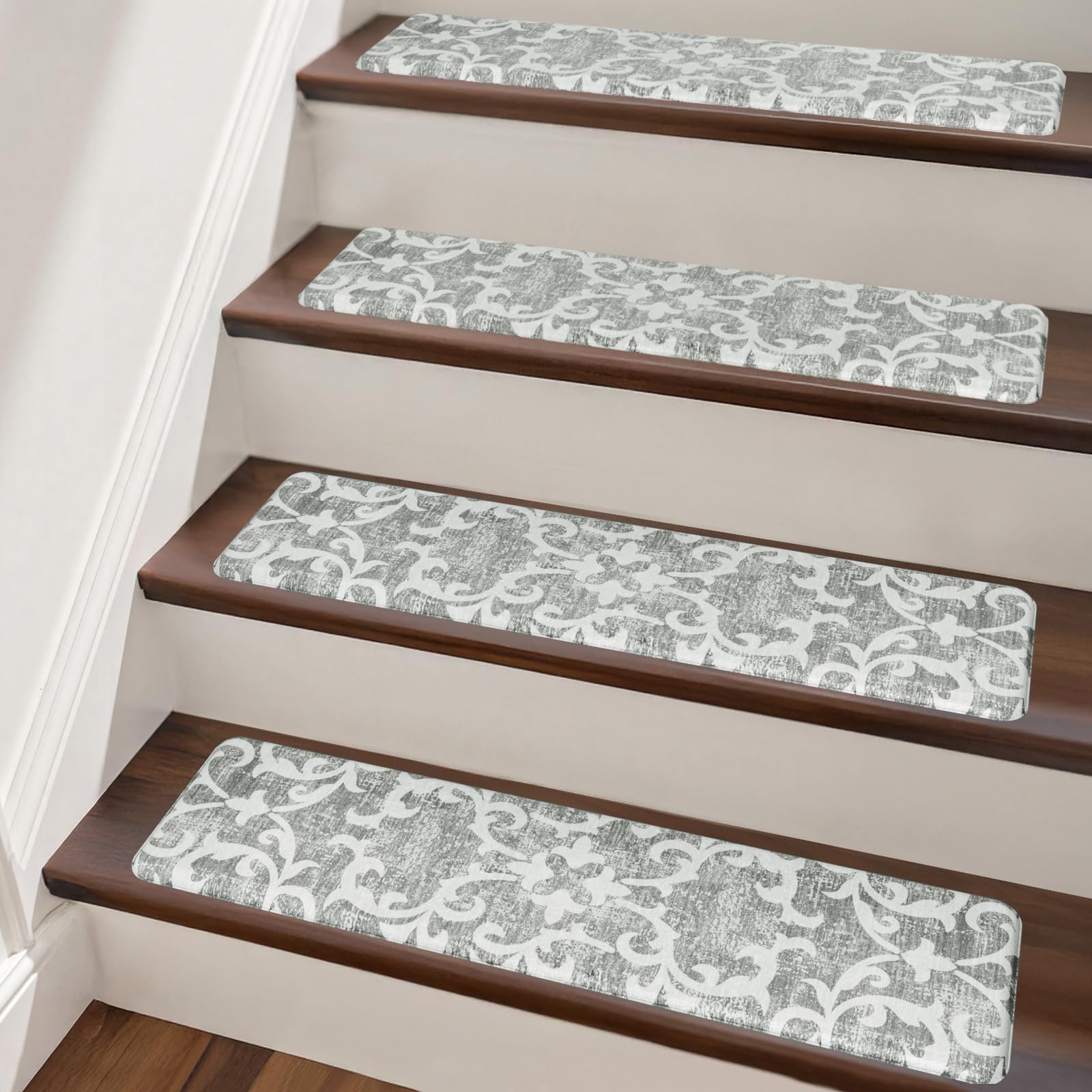 Photo 1 of PURE ERA Cushioned Stair Mat, 8 x 30 Inch Non-Slip Stair Treads, Staircase Step Treads Foam Stair Pads, Tape Free Durable Stair Treads for Wooden Steps Washable, Easy to Clean (2 Pieces)