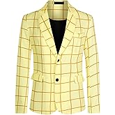Lars Amadeus Plaid Blazer for Men's Casual Sport Coats Two Button Plaid Suit Jacket