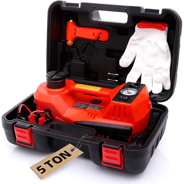 STANDTALL ELECTRIC CAR JACK QUICK LIFTING SAFE AND PORTABLE WITH TIRE INFLATOR AND LED LIGHT COMPLETE SET OF ACCESSORIES 12V HYDRAULIC FLOOR JACK