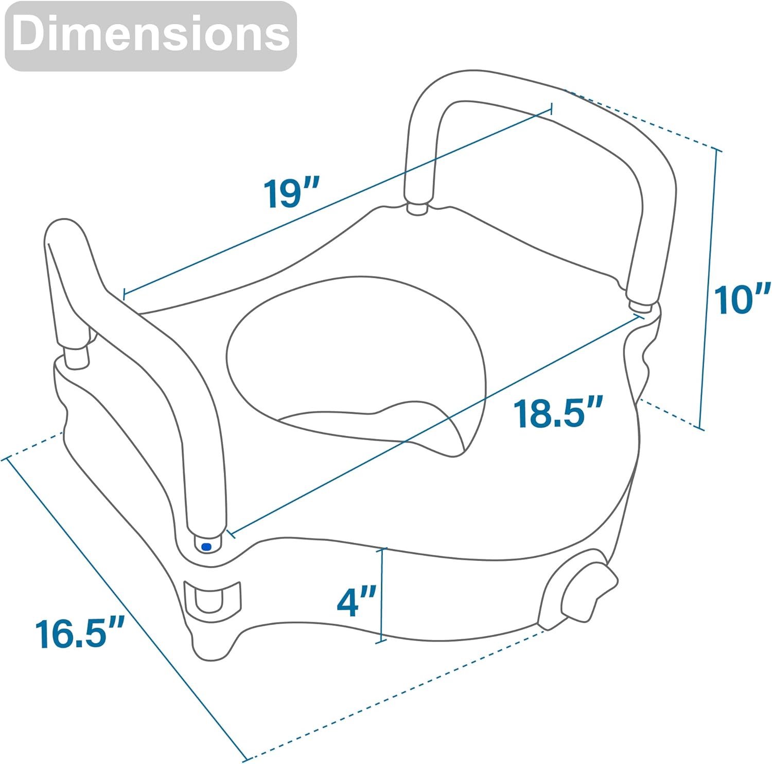 Vaunn Medical Elevated Raised Toilet Seat & Commode Booster Seat Riser with Removable Padded Grab bar Handles & Locking Mechanism: Health & Personal Care