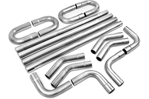 YOLANDO 2.5'' Inch T304 Stainless Steel Custom Exhaust Pipe Kit 16 Gauge Tubing Mandrel Bend Pipe Straight & U-Bend Universal 2 Packages