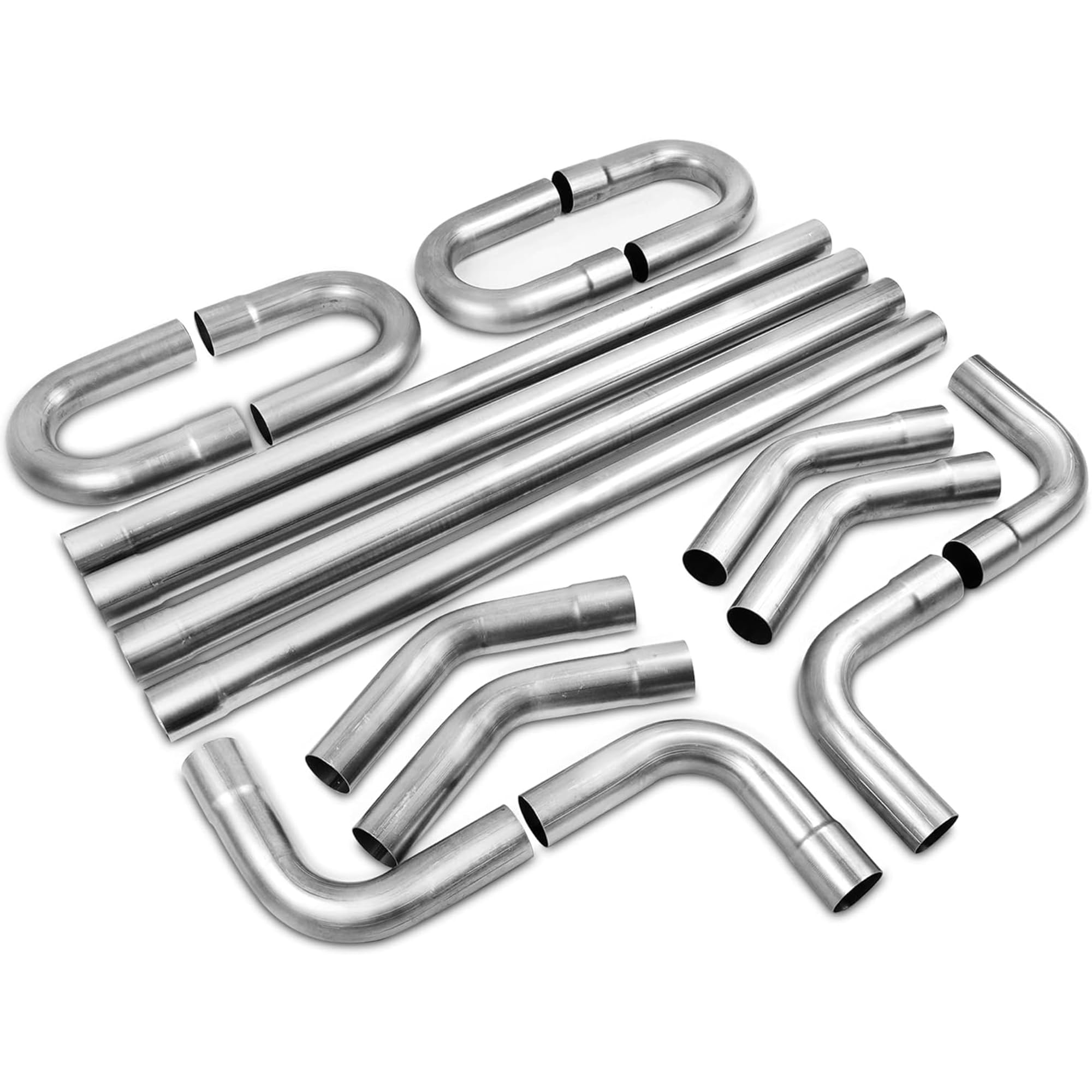 Photo 1 of YOLANDO 2.5'' Inch T304 Stainless Steel Custom Exhaust Pipe Kit 16 Gauge Tubing Mandrel Bend Pipe Straight & U-Bend Universal 2 Packages